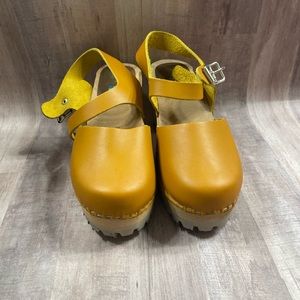MIA mustard gold clogs